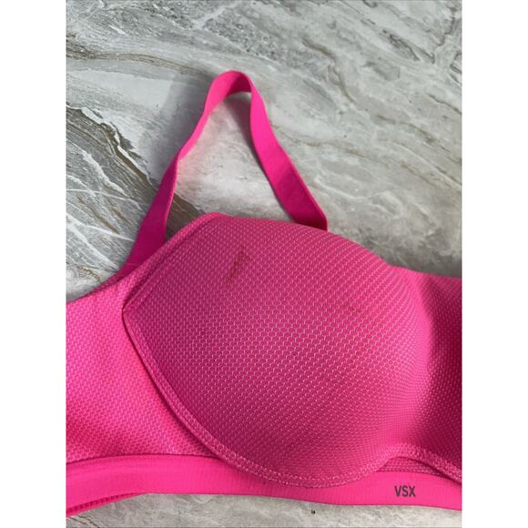 Victoria's Secret VSX Sports Bra 34C Pink High Impact Running Training - Picture 2 of 5